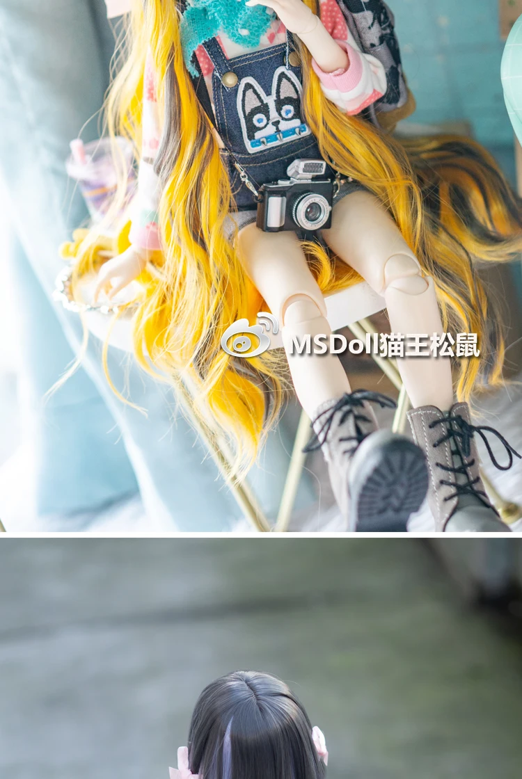 1/3 Bjd Wig Gradient Color Long Curly Hair 1/4 BJD MDD Doll Wig Anime Style Hair Accessories DIY Dress Up Female Toy for Girls