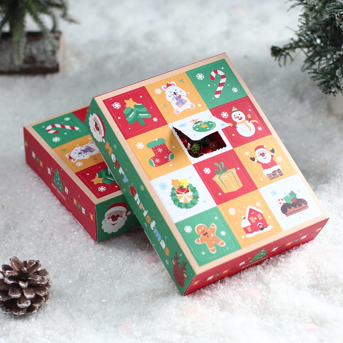 Caja ciega de Cuenta Regresiva para Navidad, juego de 5 piezas, caja de regalo sorpresa, Kit de manualidades Diy divertido con cajas de papel vacías, decoraciones navideñas, regalos