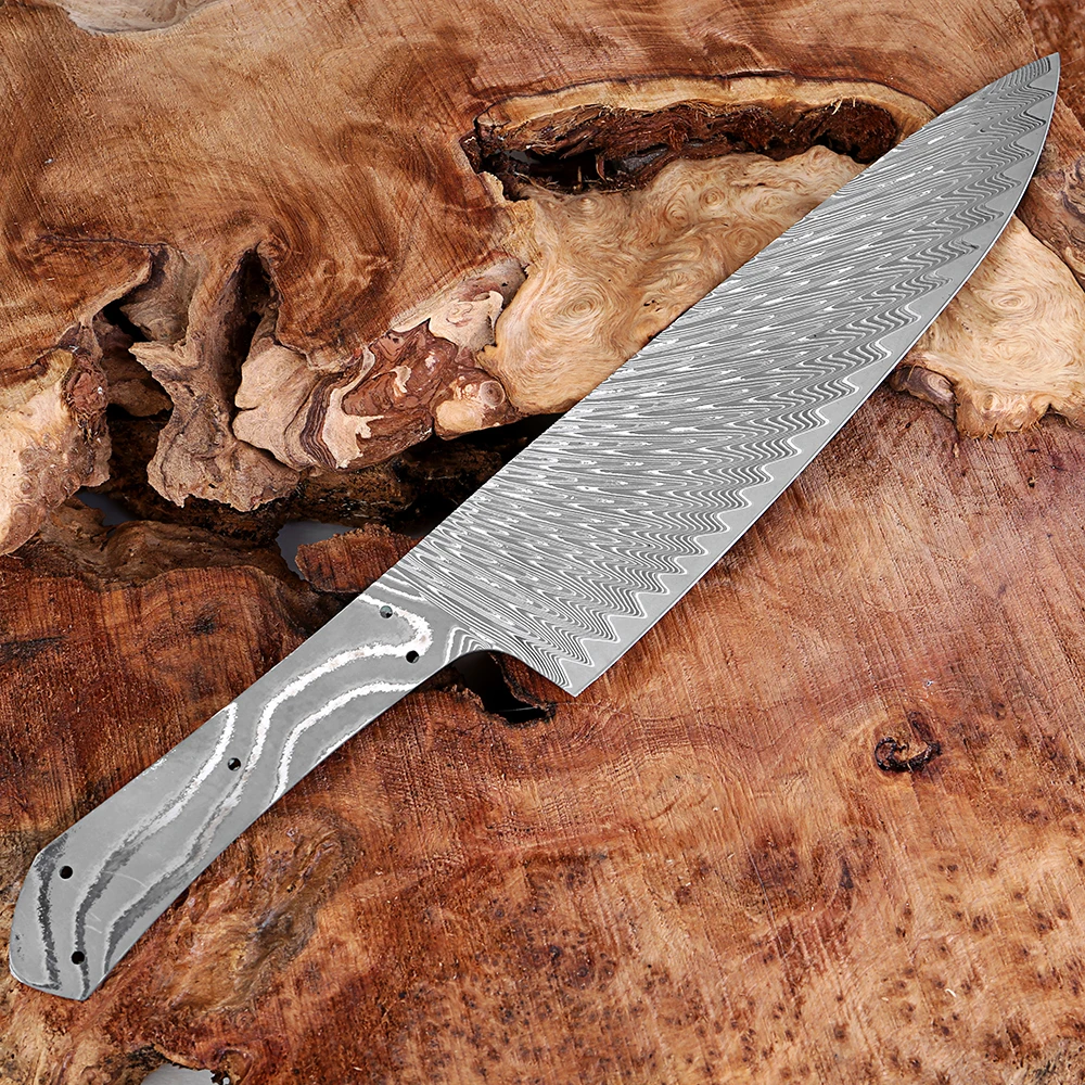Damascus Full Tang Knife Blank Japan Damascus Steel Chef Knife Heat Treated High Hardness Sharp Blade Knife DIY Making Material