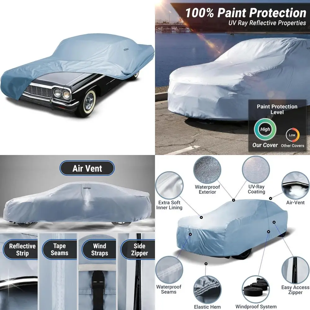 

Waterproof All-Weather Car Cover for Chevy Impala - 2-Door & 4-Door, UV Sun Protection, Rain Snow Protector, Full Exterior Indoo