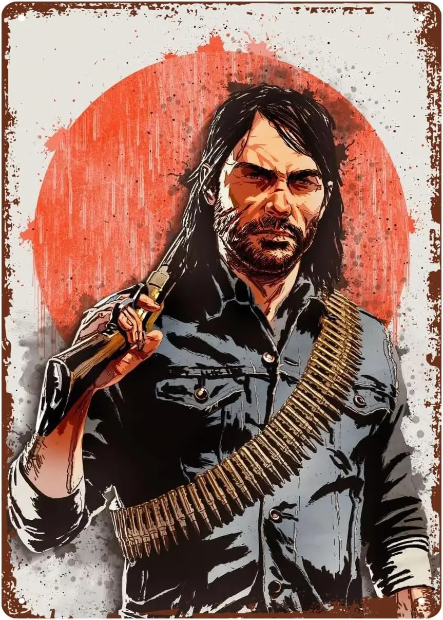 John Marston Red Game Dead Redemption 2 Red Redemption Dead Metal Tin Sign 8