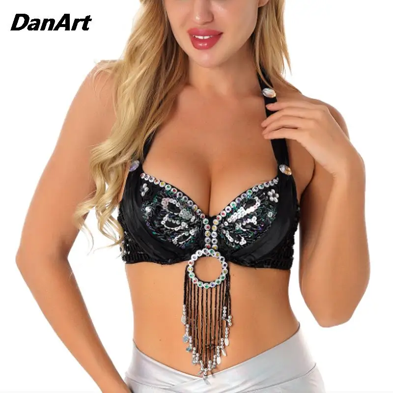 Sujetadores con borlas para danza del vientre para mujer, sujetador con borlas puesta en escena, ropa para fiesta y Club, Tops, accesorios de traje Sexy para danza India Oriental