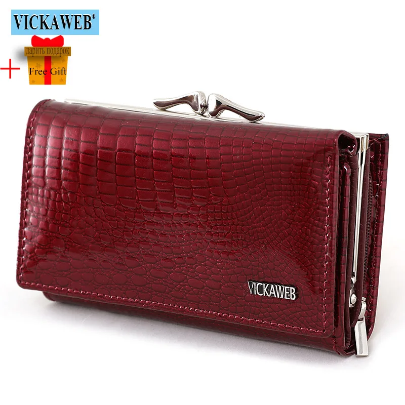 Free Gift Women Genuine Leather Short Wallet Female Fashion Purses Ladies Alligator Hasp & Zipper Small Coin Bag AE2155