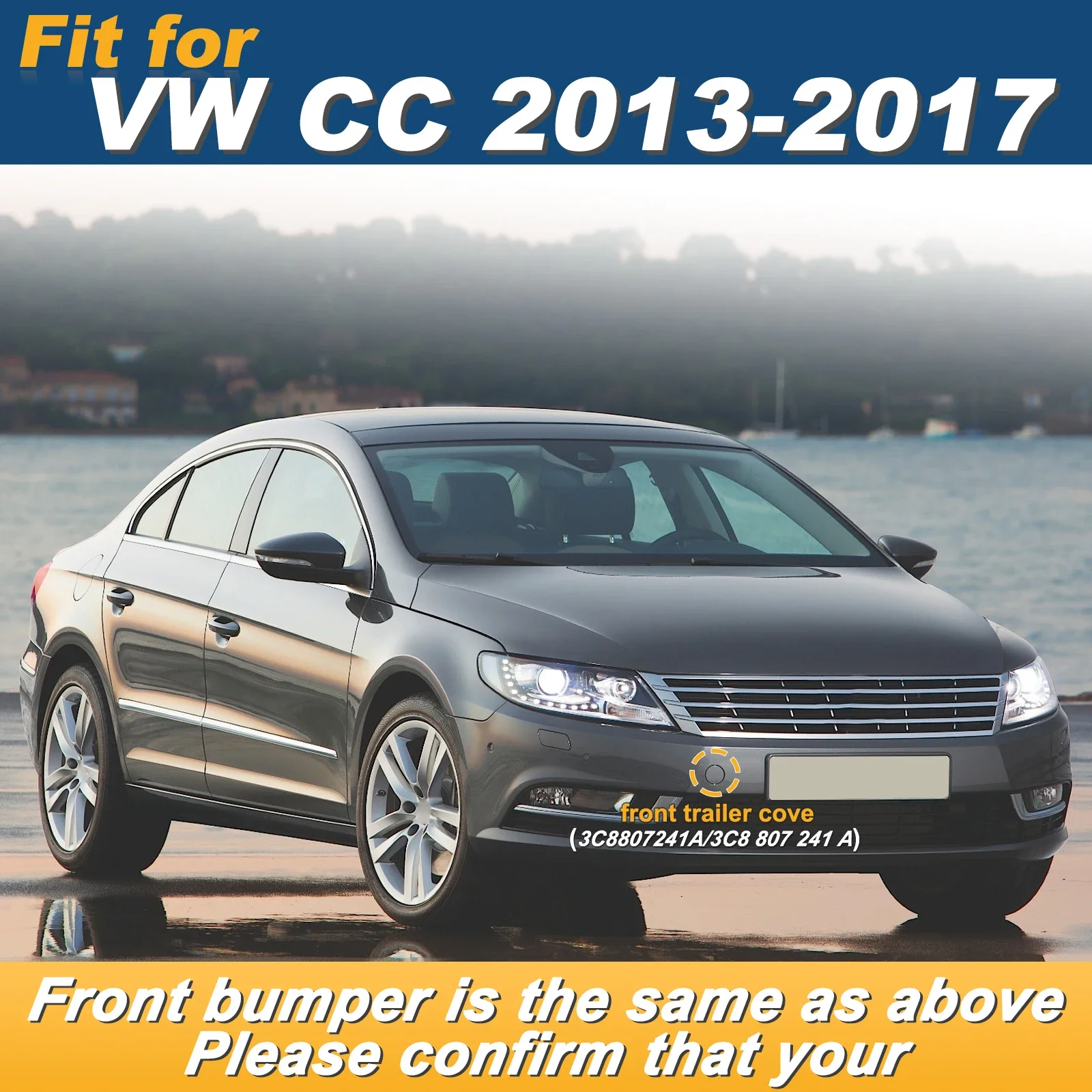 For VW Passat CC 2013 - 2017 Front Bumper Tow Hook Towing Eye Cover Replacement Genuine Part 3C8807241A