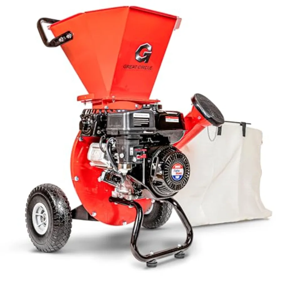 

Fire prevention application, heavy-duty steel construction, black/red color, 3-in-1 wood chipper shredder mulcher with 3-inch m