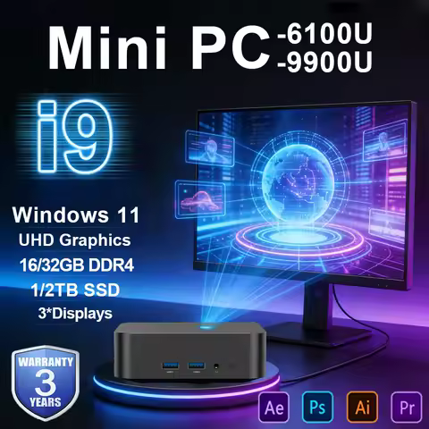 MINI PC Windows 11 Pro Core i9 9900U Core i3 6100U DDR4 16GB 32GB SSD 1TB 2TB Computer Gaming Office Business Desktop PC Gamer