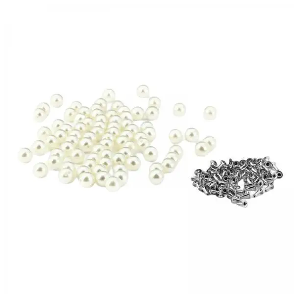 5x 100x Pearl Rivets Studs Half Hole Faux Pearls for DIY Scrapbooking Hat Garment Clothes