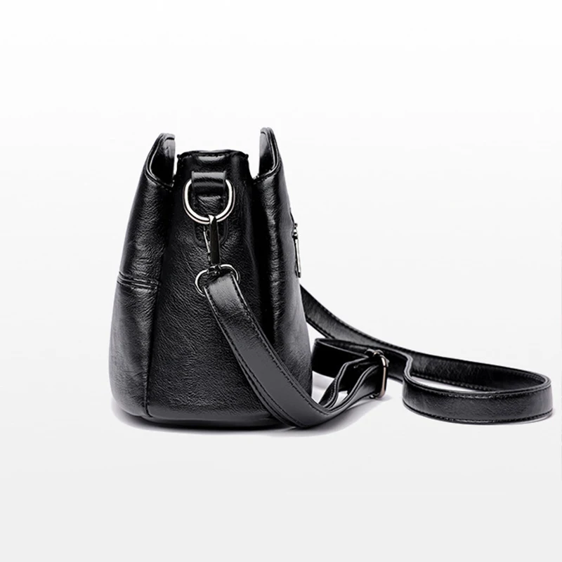 Vintage frauen Weiche PU Leder Schulter Tasche Platz Einfarbig Umhängetasche Mittleren Alters Weibliche Neue Große Dame Messenger Taschen – Detail 22