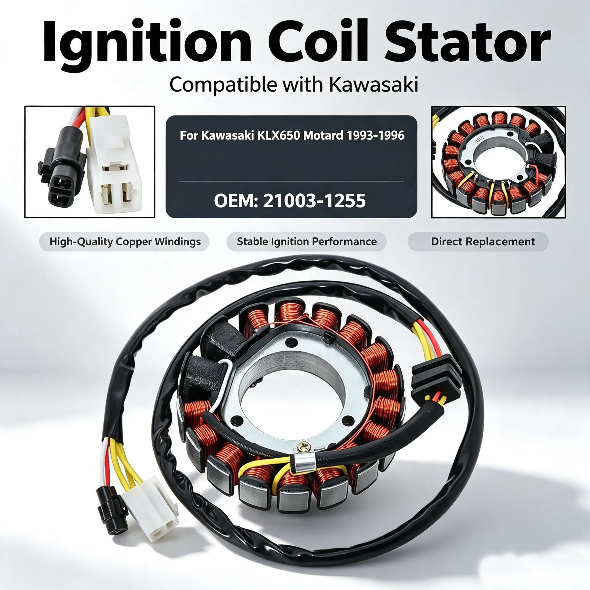 Motorcycle Ignition Stator Coil For Kawasaki KLX650 Motard 1993 1994 1995-1996 OEM:21003-1255