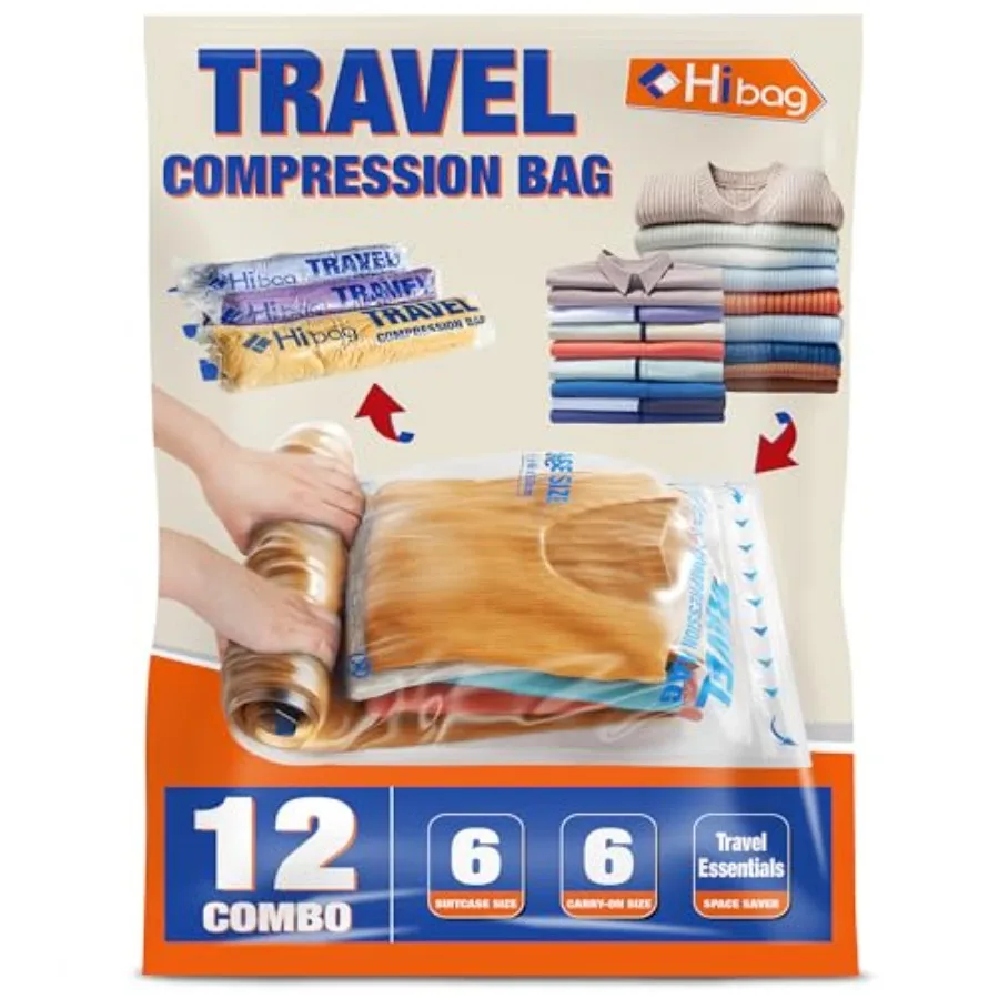 

12 Compression Bags for Travel Essentials Vacuum Packing Space Saver Bags for Cruise Accessories 12-Travel