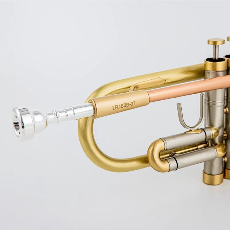 LR180S37 Trumpet Bb Flat Brass Gold-painted Exquisite Durable Brass Musical Instrument with Trumpet Mouthpiece Gloves Strap Case