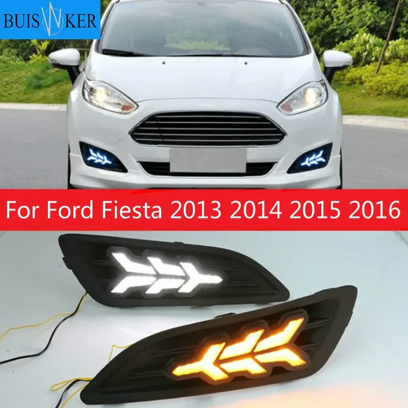 

1Pair DRL For Ford Fiesta 2013 2014 2015 2016 Daytime Running Lights Fog head Lamp cover car styling white Daylight