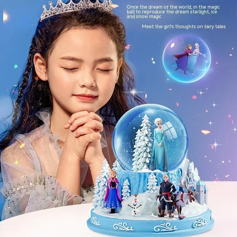 Disney Ice Snow Romance Music Snowflake Rotating Box Crystal Ball Princess Elsa Girl Cute Cartoon Anime Kid Girl Brithday Gift