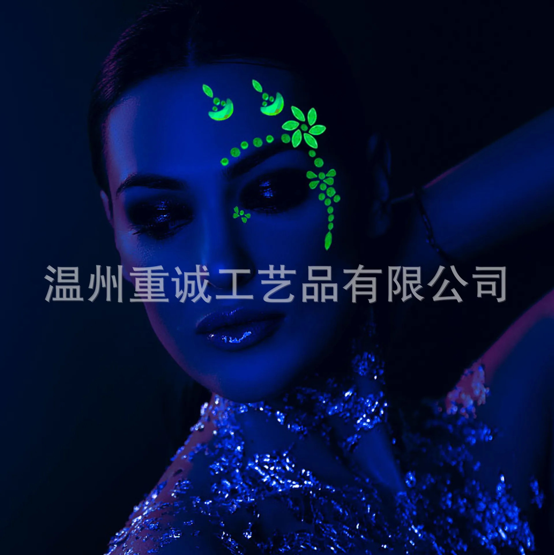 Mix and Match Glow Dark Face Gems Stickers Self Adhesive Waterproof Rhinestones for Rave Festival Halloween Stage Makeup view 4