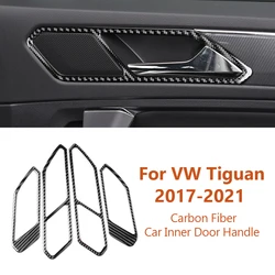 For Volkswagen VW Tiguan 2017-2021 Carbon Fiber Car Inner Door Handle Panel Frame Decorative Stickers Auto Interior Accesorios