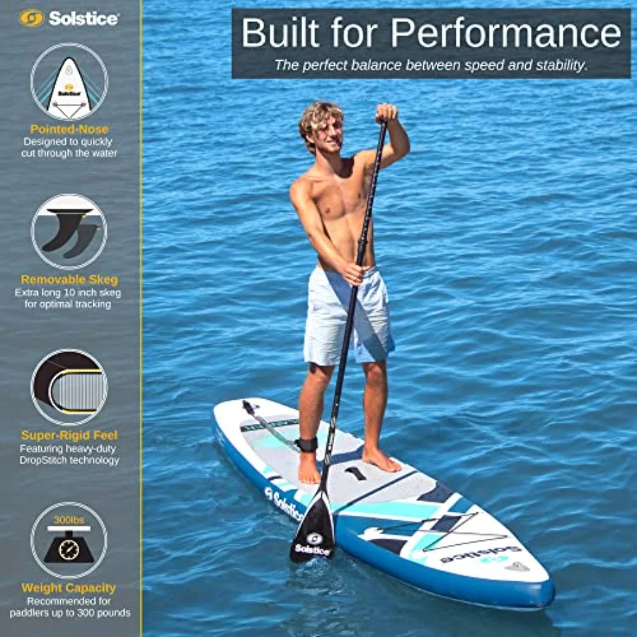 Watersports Islander Inflatable Stand-Up Paddle Board Kit 11'2 x 31'' x 6'' : lightweight PVC blue/gray includes pump paddle le