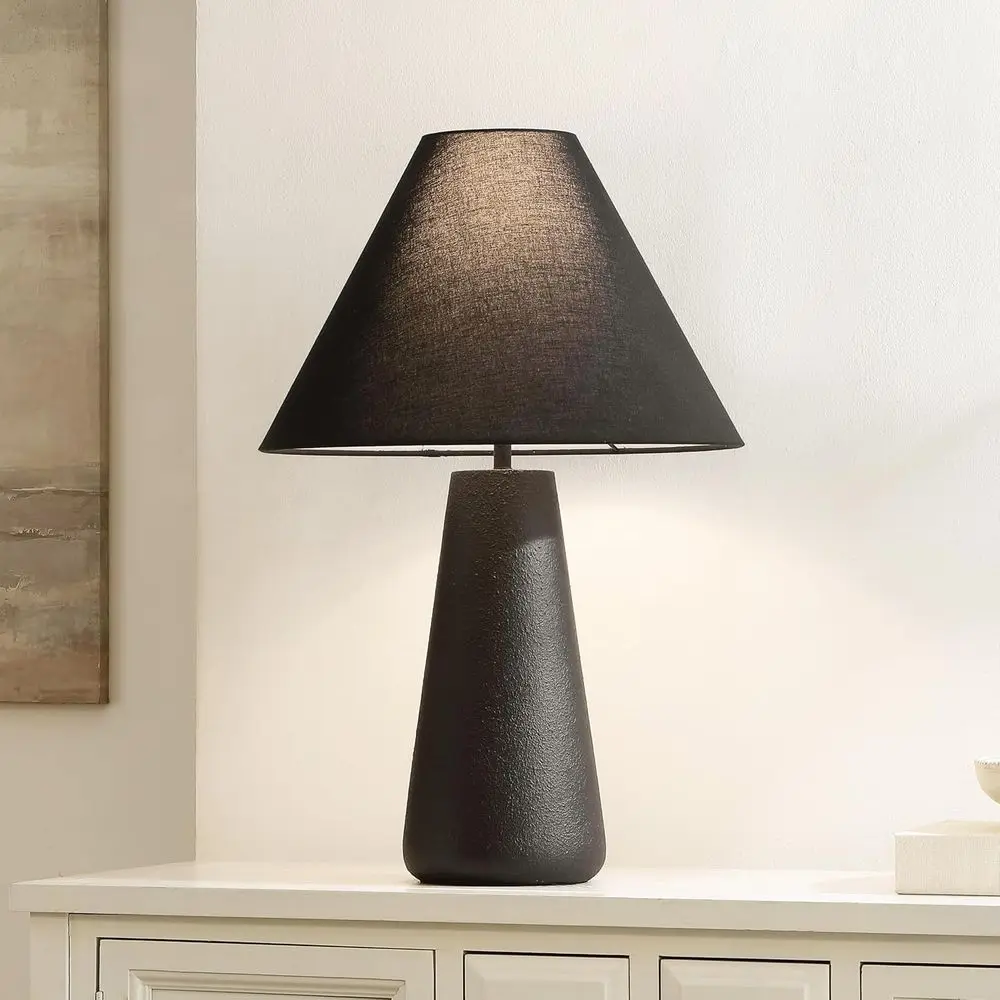 27-inch Black Resin Table Lamp with LED Bulb for Bedroom, Living Room, Home Office, Desk, Nightstand