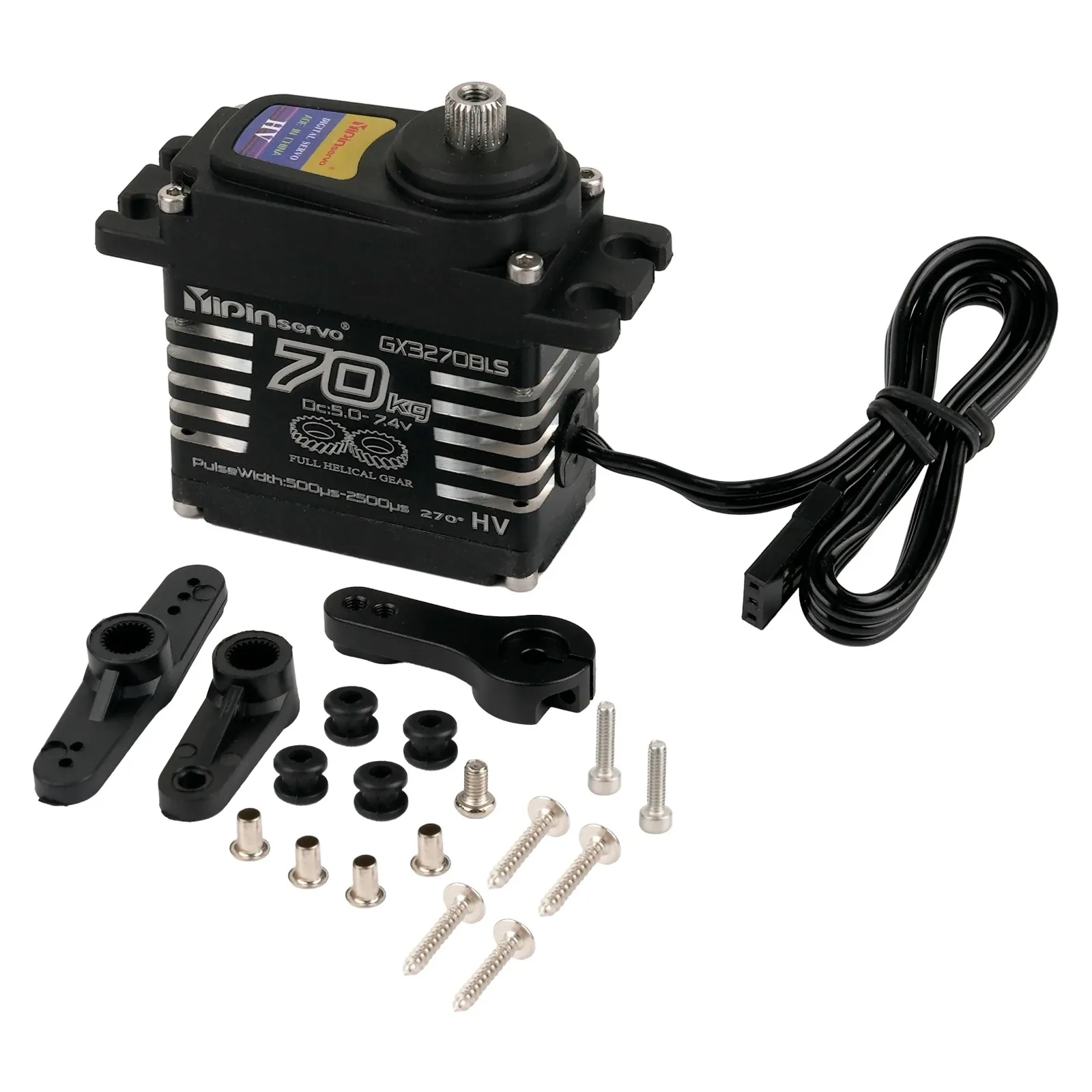 

YP3270BLS 70kg Digital Brushless RC Servo 180/270/360/357 Degree IP68 Steel Gear 25T Arm for Car Robot Crawler