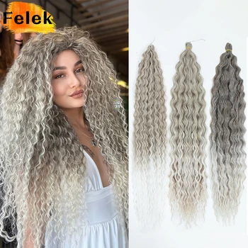 Ariel Krullen Haar Water Wave Twist Gehaakt Haar Afrooki Synthetische Afro Krullen Ombre Blond Roze Diepe Golf Vlechten Haarextensies