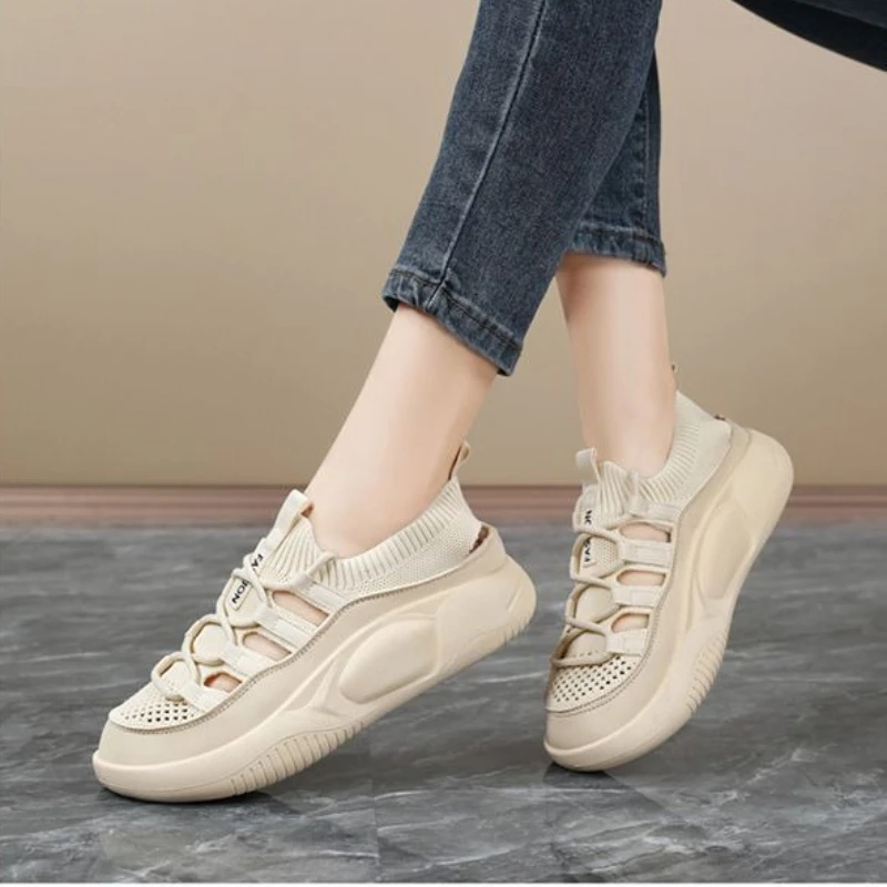 Women's Openwork Breathable Oversized Shoes Mesh Breathable Summer Soft Sole Lightweight Sneakers