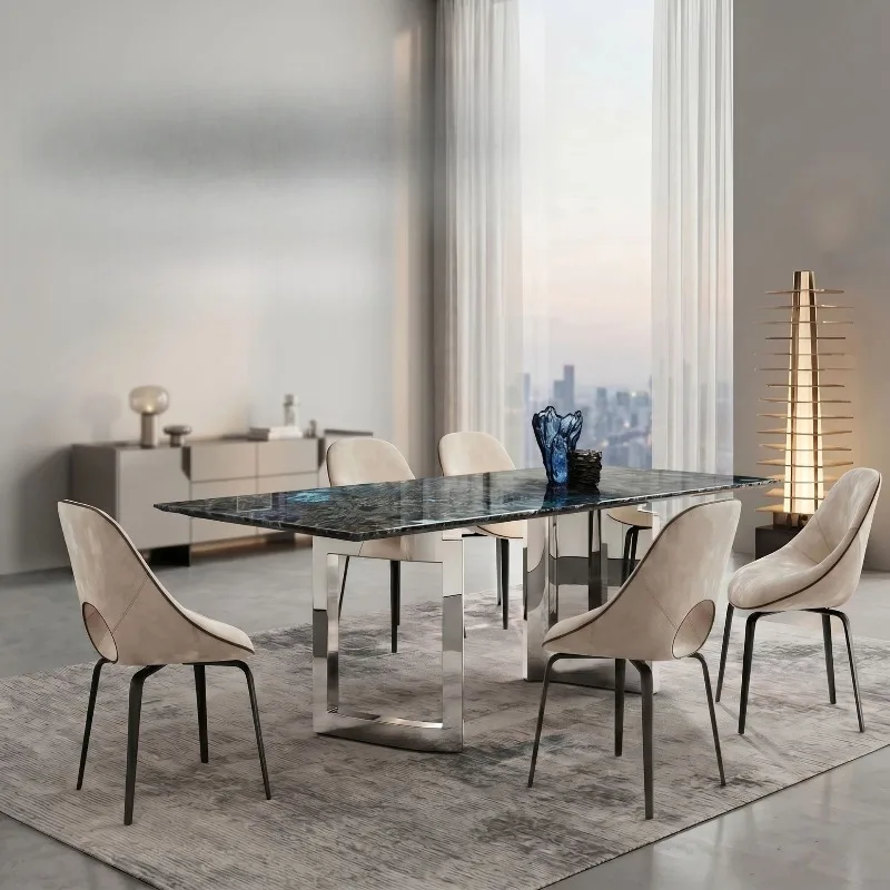 jadeite luxury stone dining table Italian light luxury minimalist rectangular dining table source factory wholesale price