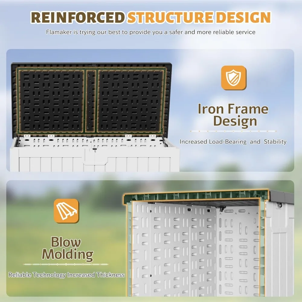 صندوق تخزين مقاوم للماء وقابل للقفل - سعة 250 جالونًا، تصميم خشبي مقلد، مناسب للاستخدام الخارجي والداخلي، مثالي للغار