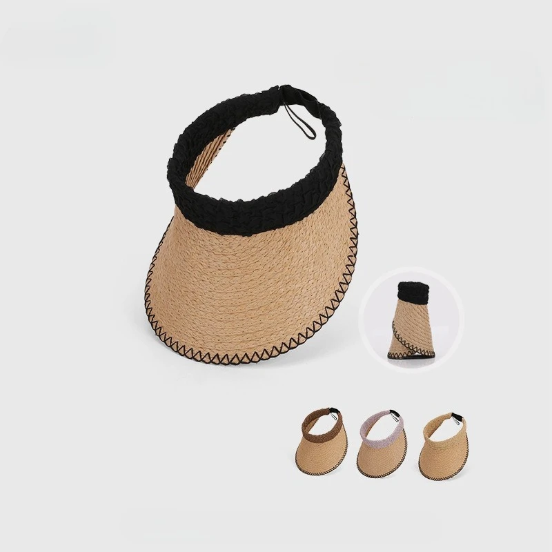Summer  Empty Top Hat Cool Straw Hats For Women Fashion Outdoor Travel Big-brimmed Elastic Hood Adjustment Sun Hat Caps Female