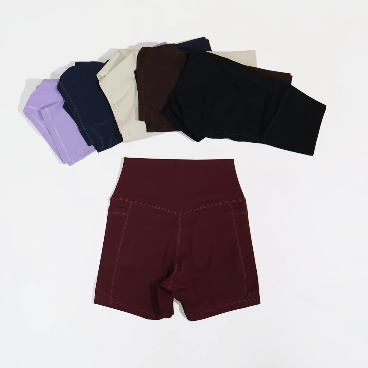 Women's High Waist Athletic Shorts Set Pocket Detail Running Tight Pants Female Gym Workout Yoga Leggings Butt Lift