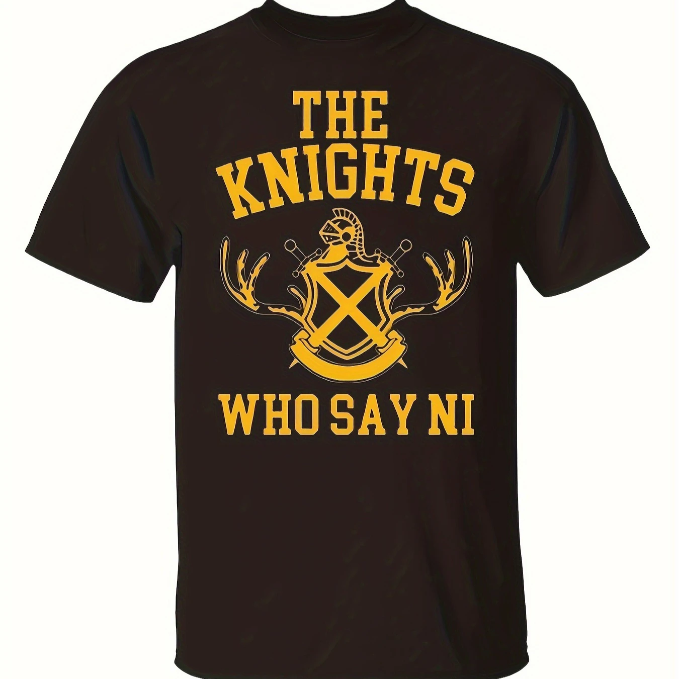 

"The Knights Who Say Ni" Sword & Shield Medieval Heraldic T-Shirt 100% Cotton O-Neck Short Sleeve Summer Casual Mens T-shirt