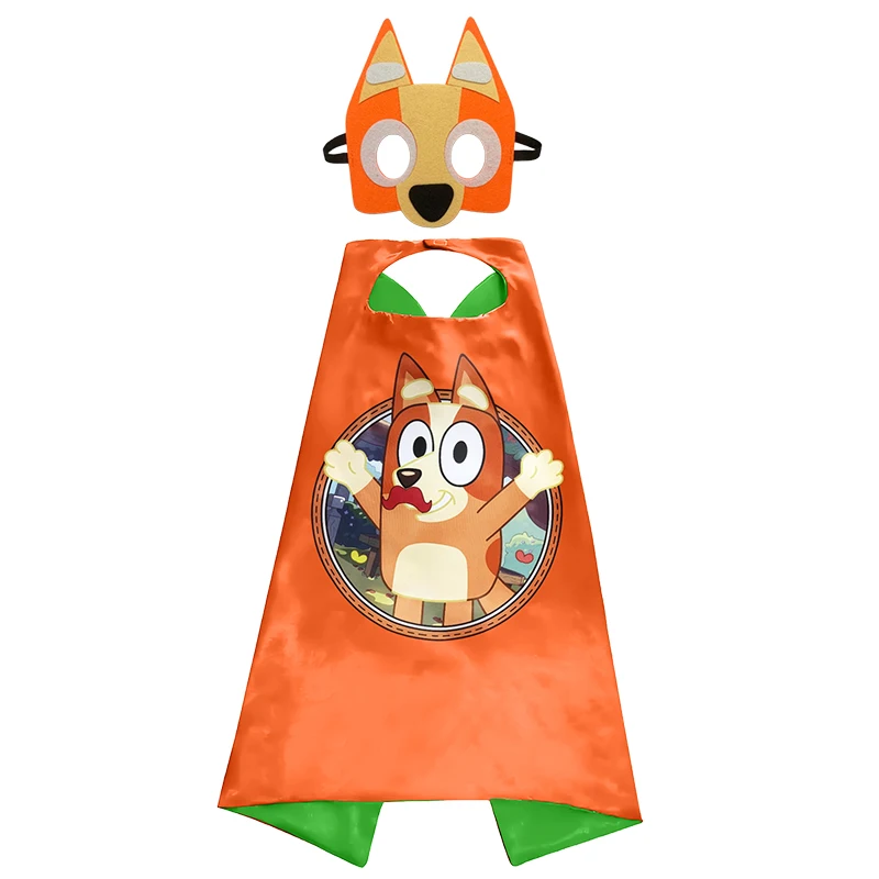 Bluey And Bingo Mask Cloak Toy Set Kids Halloween Birthday Party Anime Figure Cosplay Capes Decoration Toys Gift
