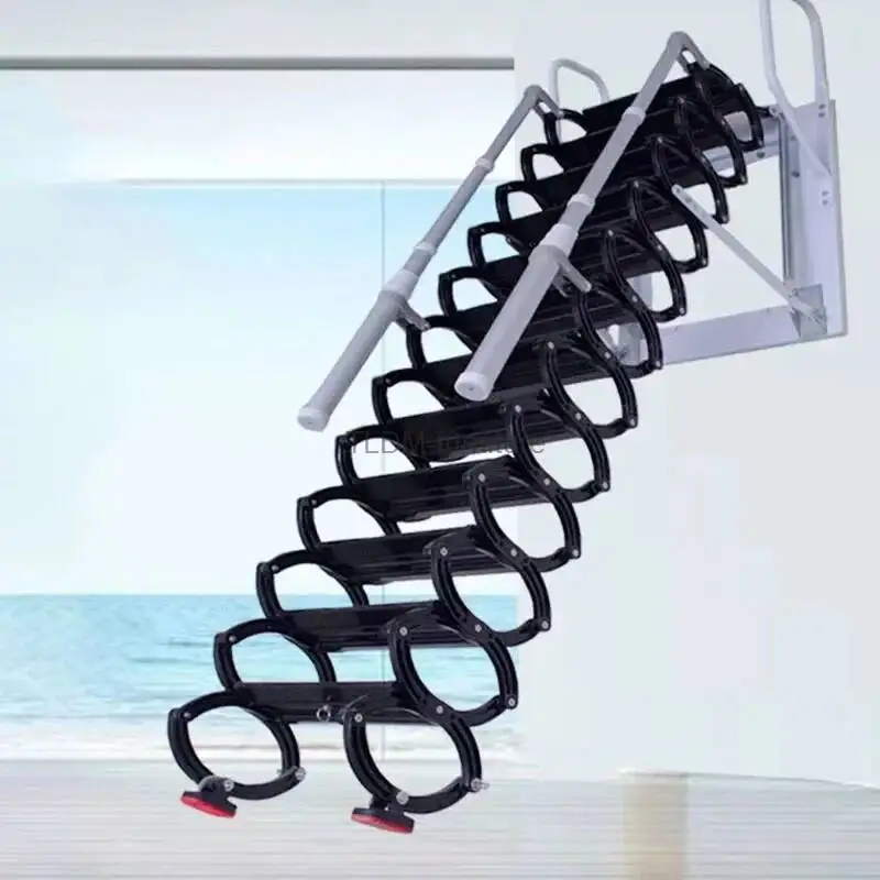 Thickened Attic Home Telescopic Invisible Staircase Stretch Ladders Indoor and Outdoor Wall Hanging Folding Villa Duplex Ladder