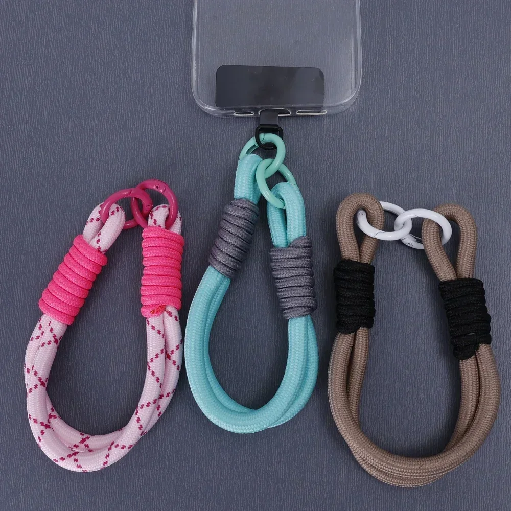 Mobile Phone Lanyard Nylon Braided Wrist Strap Short Phone Rope Portable Bag Key Chain Anti-loss Mobile Phone Chain with Clip