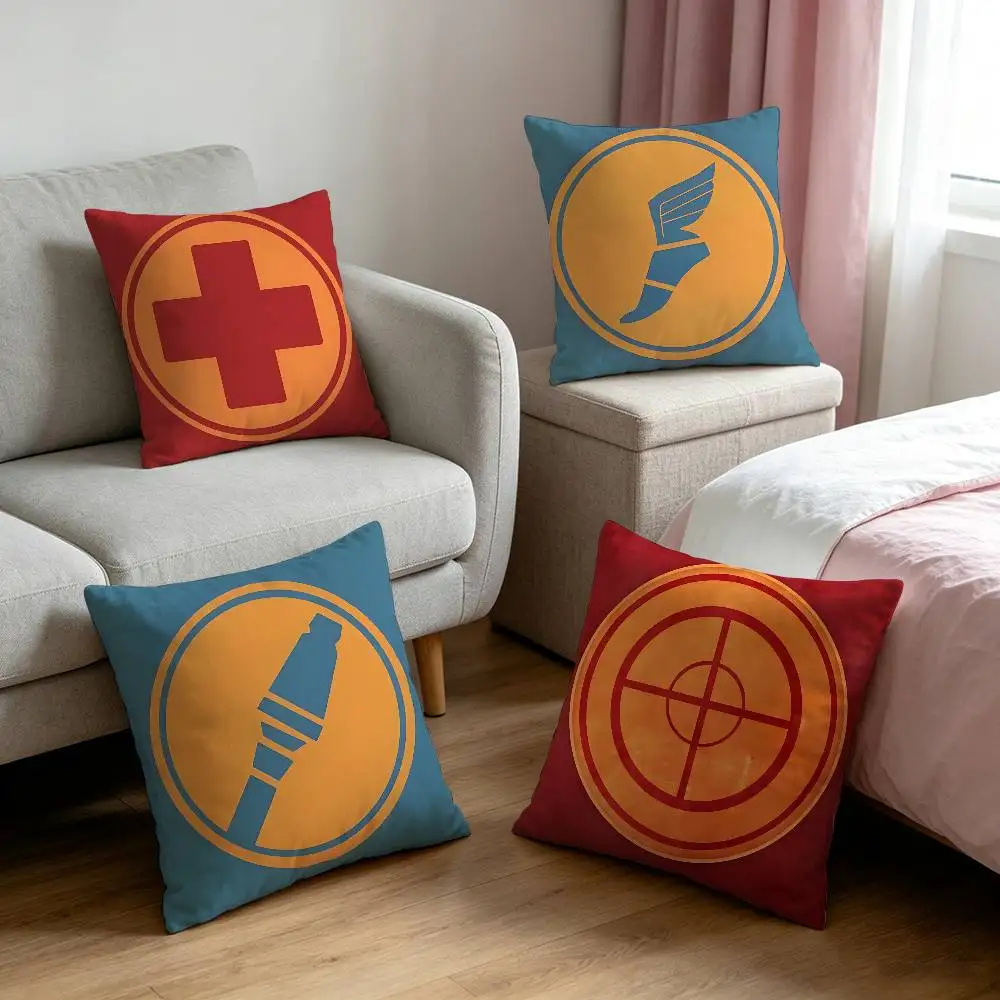 Game-T-tF2-Engineer-Explorer Red Blue TeamS Cool Customizable Square Pillowcases, Stylish And Soft, Perfect For Beds, Cars, An