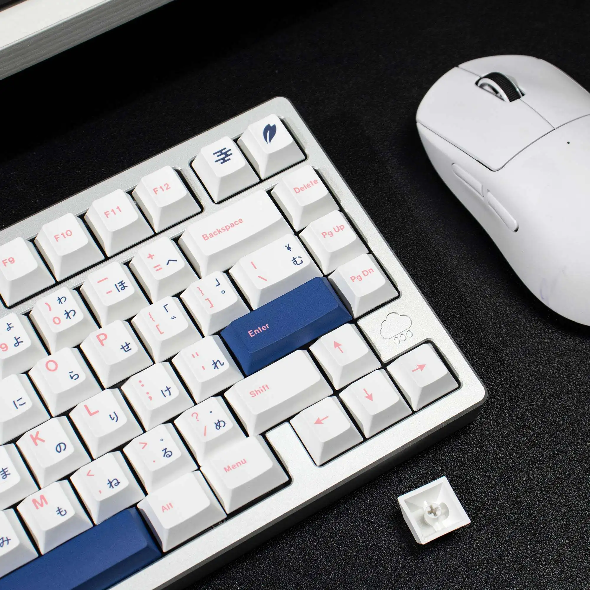 Minimalist White Blue Japanese PBT Keycaps Cherry Profile Dye-Sublimated Keycap Set for Mx Cherry Switch Mechanical Keyboard Kit - view 4