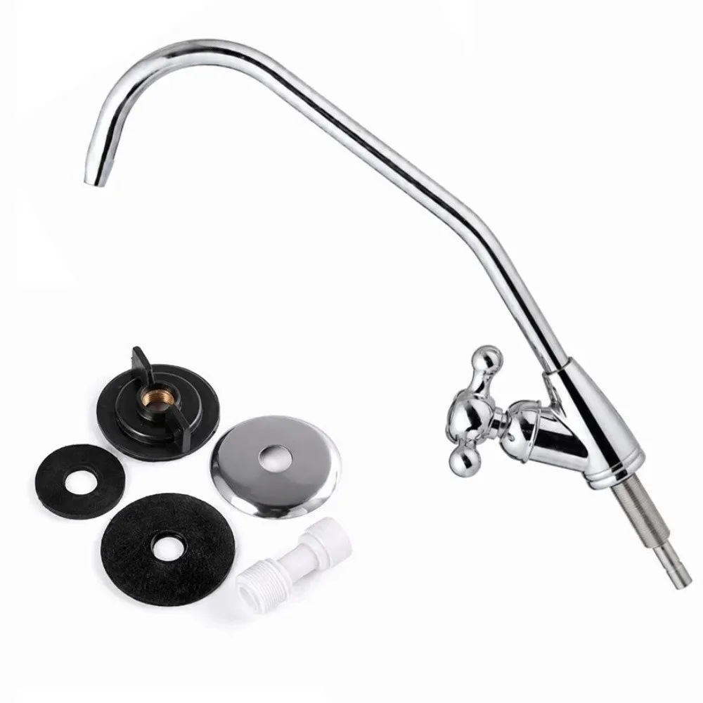 Alloy Water Purifier Faucet Reverse Osmosis 1/4 Inch Thread Water Filter Faucet 360 Degree Rotation Gooseneck