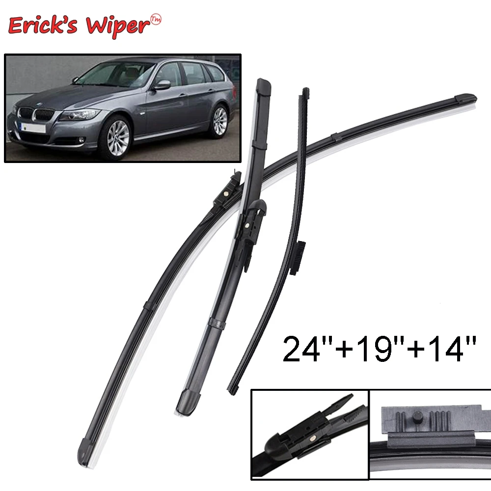 Erick\'s Wiper Front & Rear Wiper Blades Set For BMW 3 Series E91 2009 - 2012 Windshield Windscreen Window Brushes 24\