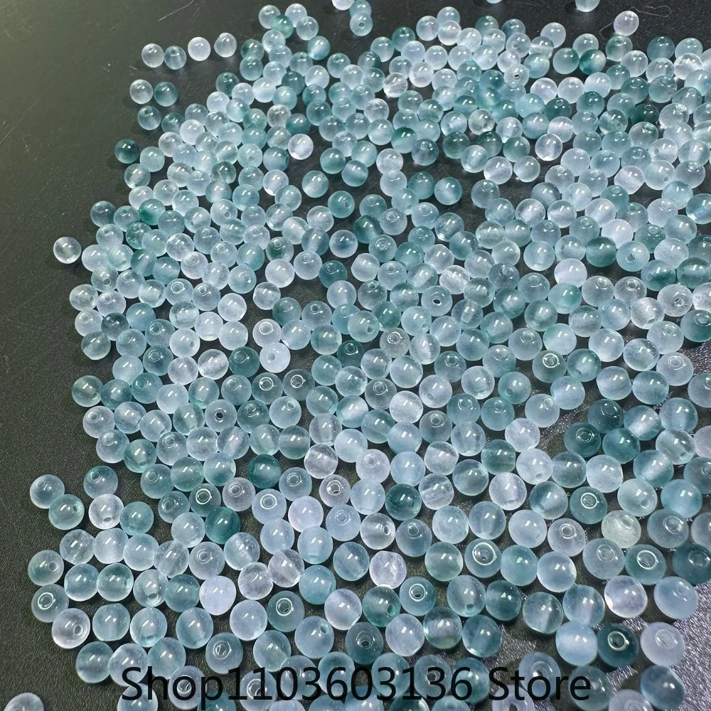 100pc Natural A Green Floating Flowers Jade 4mm Beads DIY Bracelet  Jadeite Jewellery Fashion Accessories Amulet Gifts Women Men