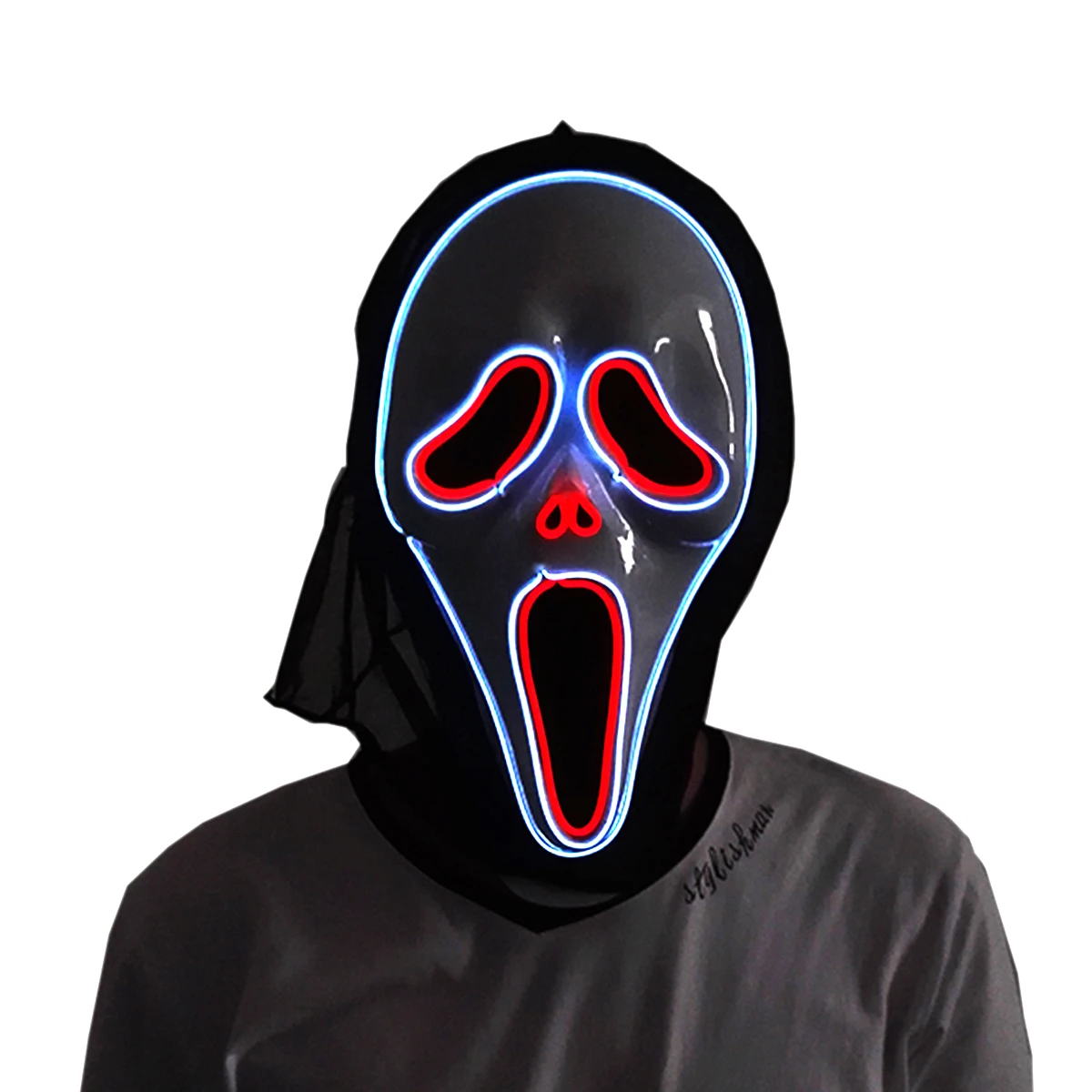 Carnival Night Decorative Mask Home Wall Hanging Ornament Ghost Full Face Head Cover Mask Flashing Indoor