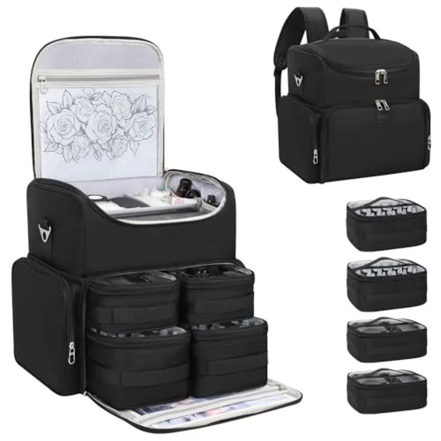 

Relavel Tattoo Backpack with 4 Removable Pouches Tattoo Travel Case with 3 Detachable Dividers Waterproof Tattoo Carrying Case