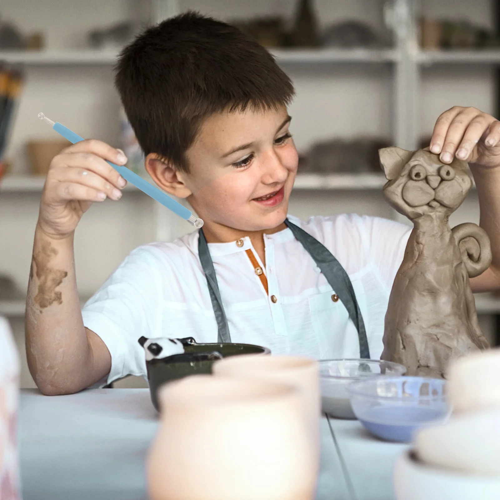 

4Pcs Stainless Steel Clay Sculpting Tools Double-Ended Ball Stylus Easy Clean Polymer Clay Craft Hole Press Tool