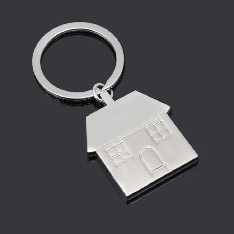 Sweet Metal House Keychain Cute Building Corporation Home Keyring Key Chain Free Gift For Client