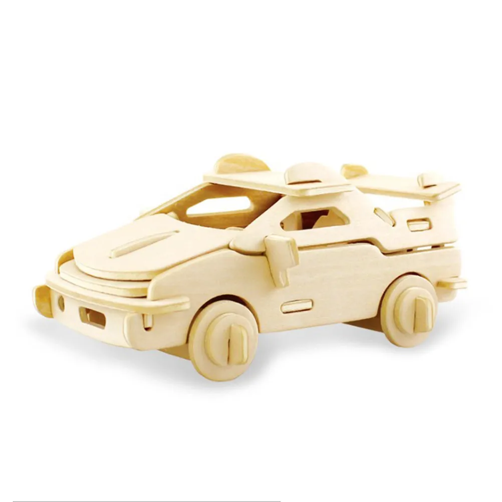 Wooden 3D Car Puzzle Realistic Simulation Sports Car Size 21.5x18.5x9.5cm Educational Assembly Creativity Development Gift
