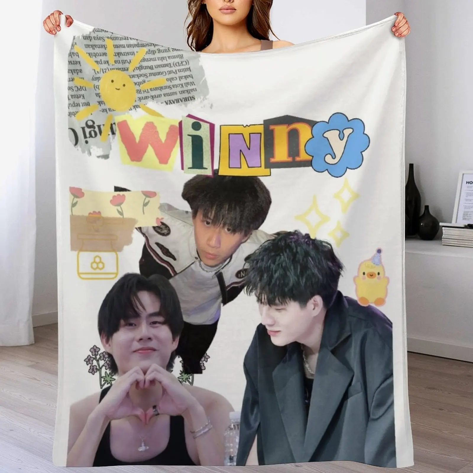 

Winny Bl Thai actor Throw Blanket Sleeping Bag Custom christmas gifts heavy to sleep Blankets