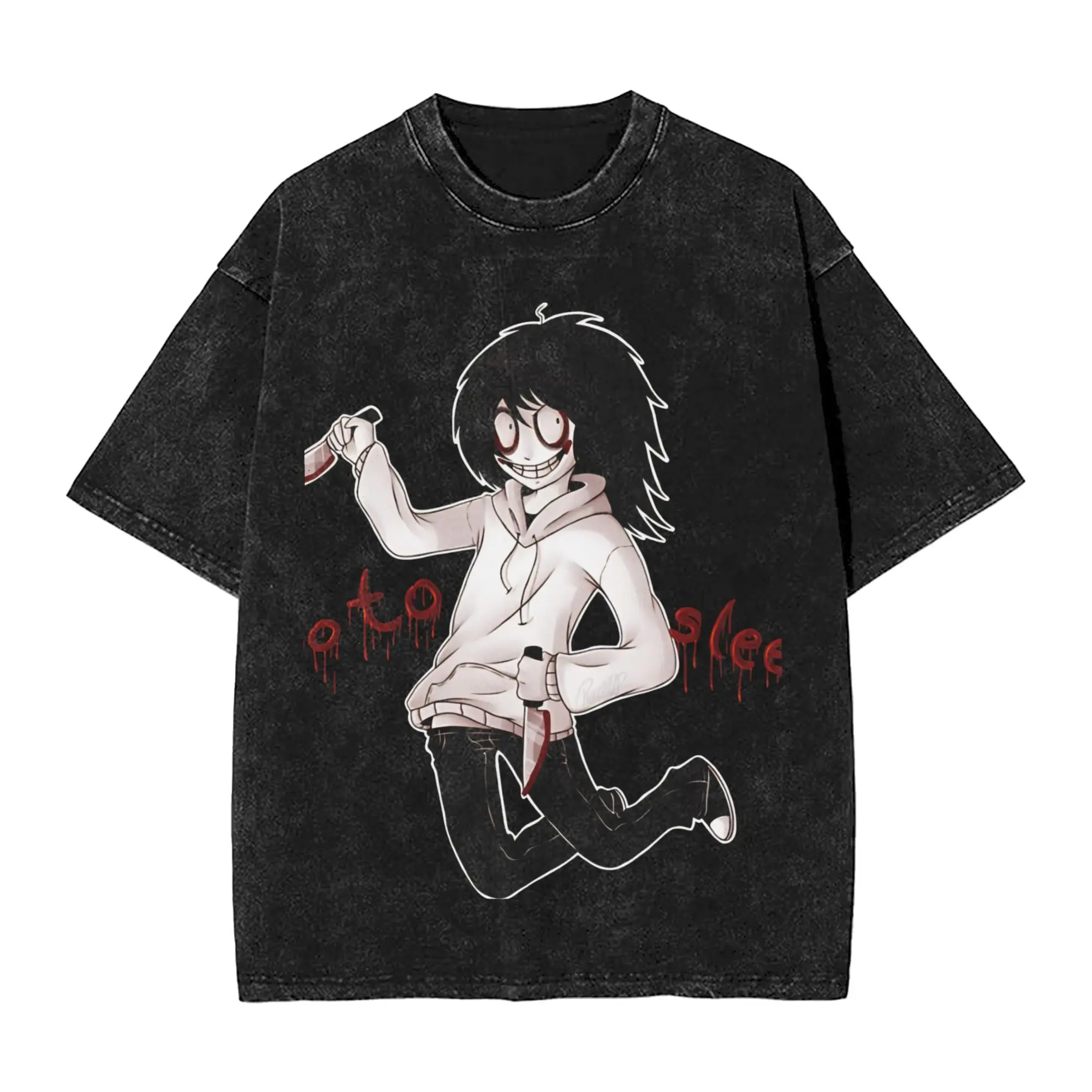 Jeff the Killers   T Shirt  Harajuku T Shirts Short Sleeve Streetwear Tshirt Summer Casual O-Neck Big Size Top Tees
