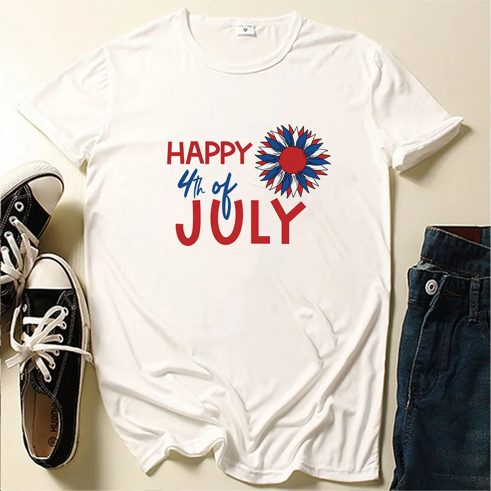 Seeyoushy HAPPY 4TH OF JULY Liberation Day Independence Day Printed T-shirt Summer Fashion Women's T-shirt 90s Streetwear Y2K