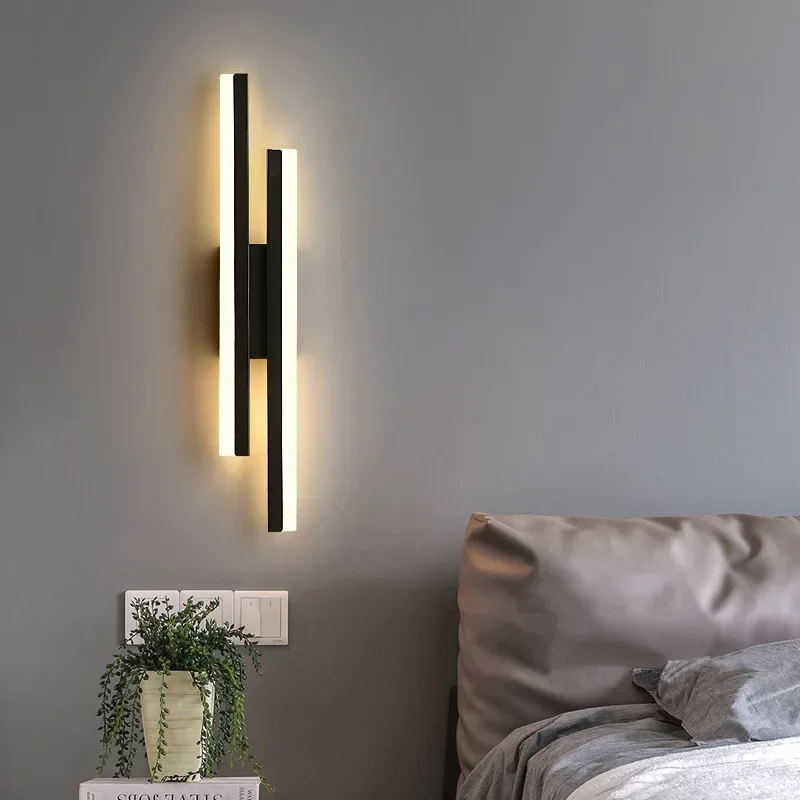 LED Bedroom Wall Lamp Sconces Copper Line Pipe Acrylic Lampshade Indoor Lighting for Living Room Corridor Light Fixture