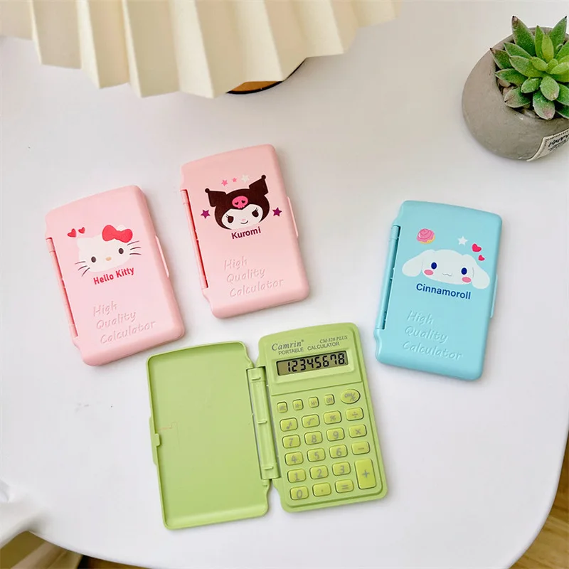 Imagem -02 - Sanrio Mini Calculadora Portátil Olá Kitty Kuromi Estudante Dígitos Lcd Eletrônica Escritório Material Escolar 10 Pcs