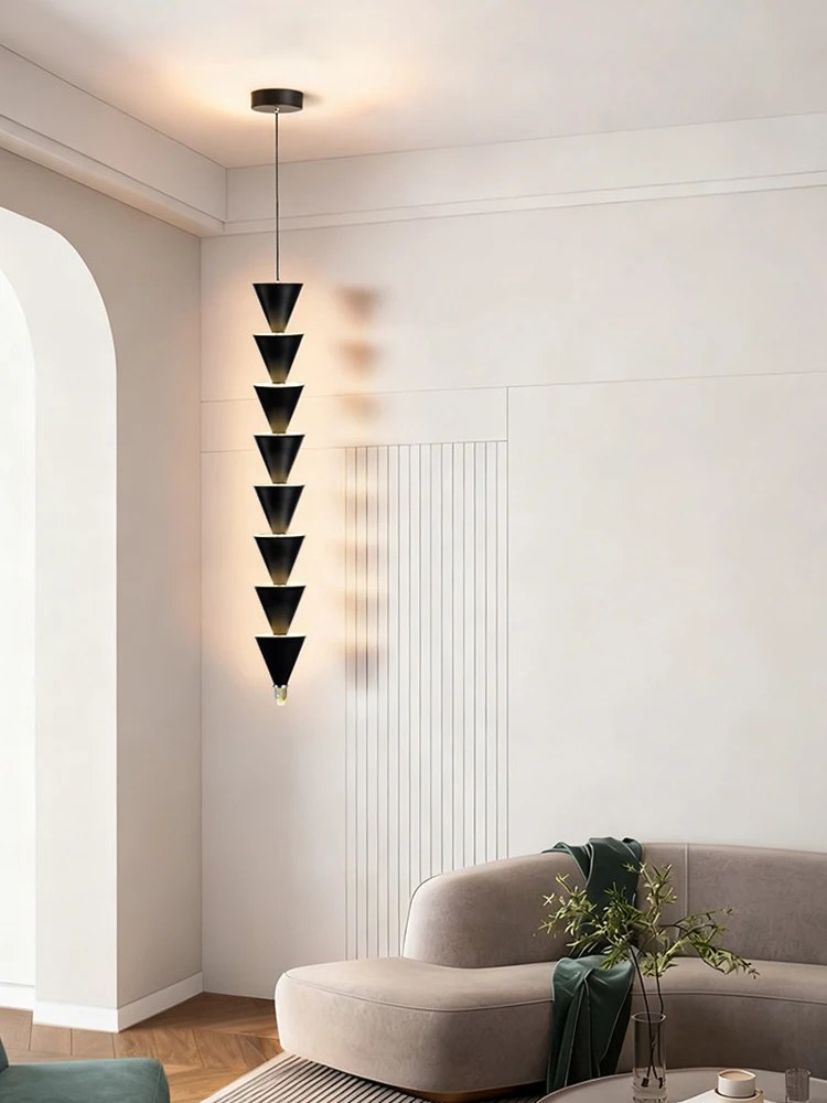 

Modern Style Long Line Living Room Chandelier Designer Creative Layered Conical Pendant Lamp Bedroom Bedside Lamp Home Decor