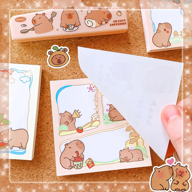 Imagem -02 - Kawaii Capybaramemo Pad Notebook para Notas Diárias Papelaria Acessórios de Escritório Material Escolar Notepad Presente Bonito