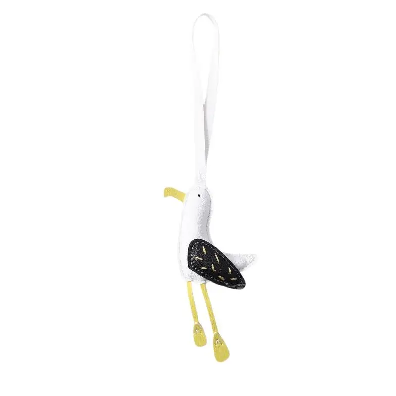 Backpack Decoration Gift PU Leather Seagull Pendant Patchwork Keychain Cute Bag Ornament